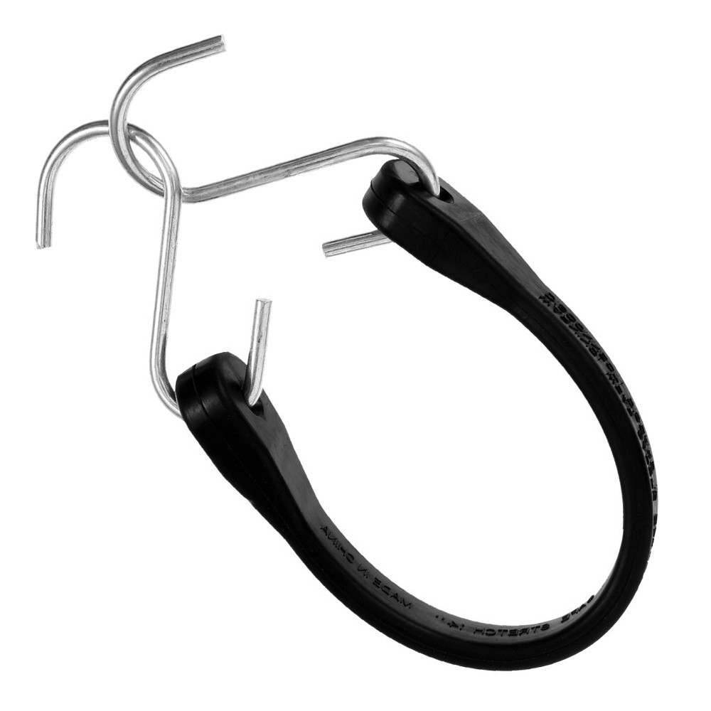 Black Cargo Elastic Strap Bungee Cord with Hooks Rubber Tarp Cords