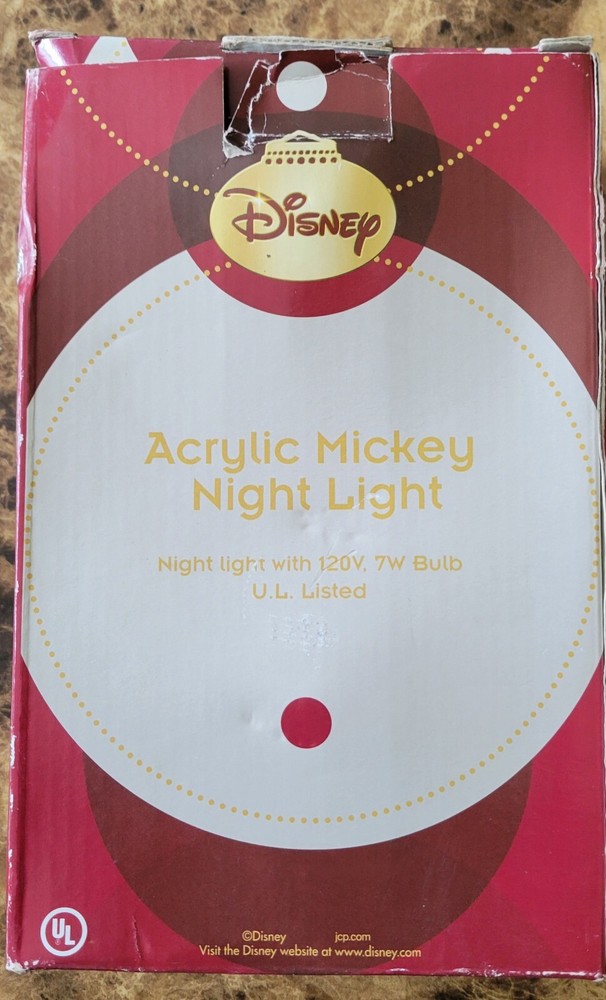 Disney Acrylic Mickey Night Light w/ Box and Instructions