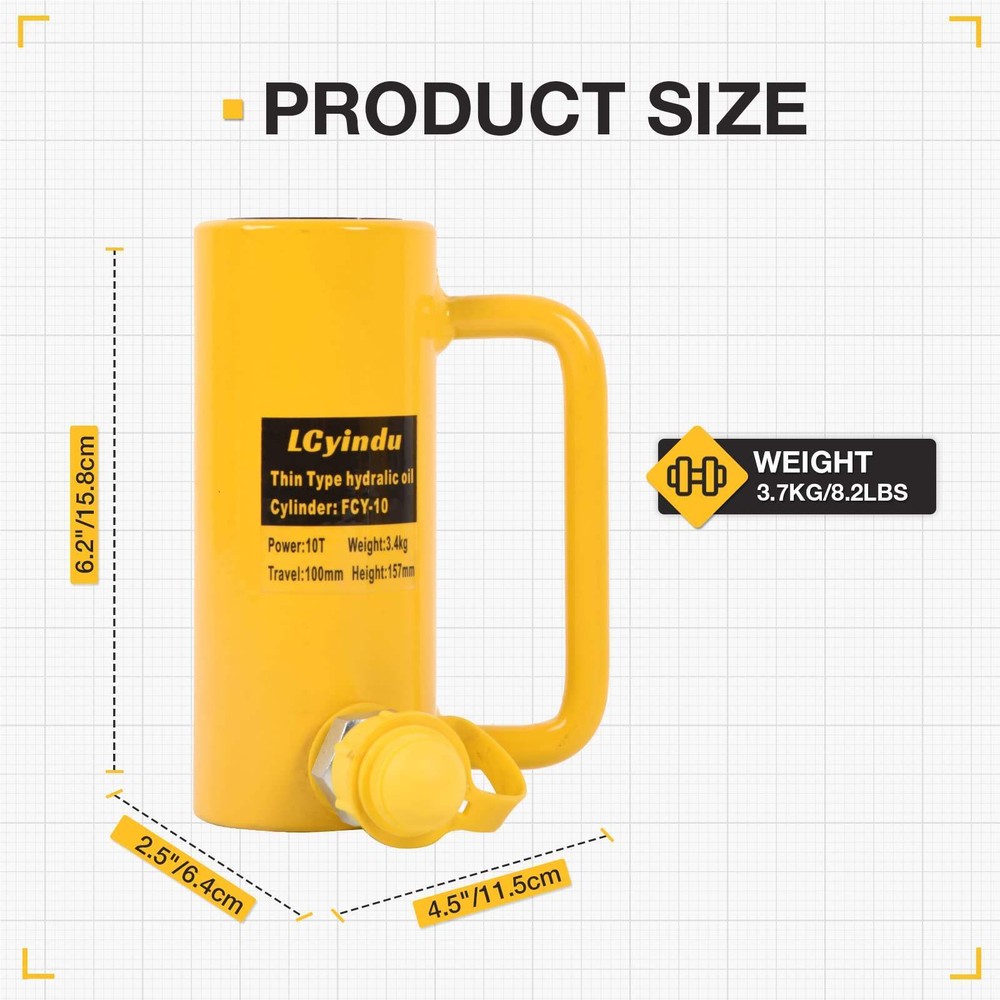 10T Hydraulic Cylinder Jack Ram 4" Stroke Solid Single Acting Lifting Jack