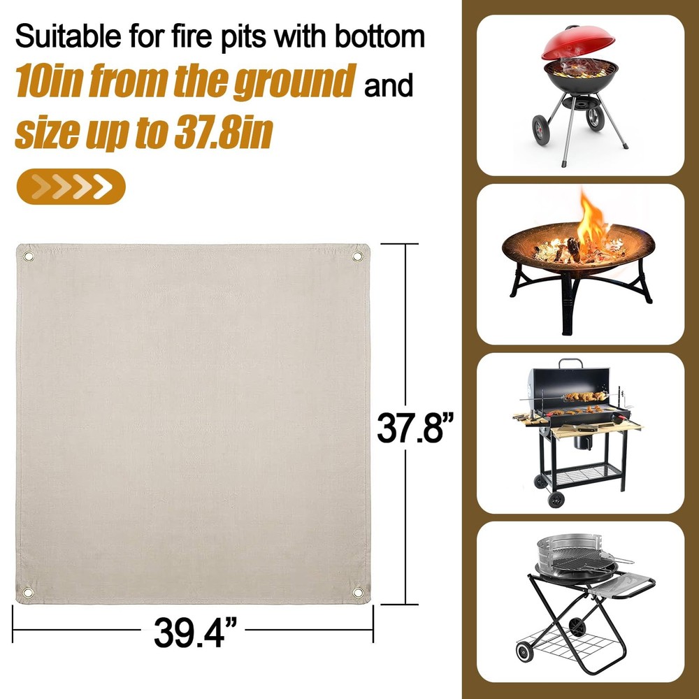 Fire Pit Mat - 37.8x39.4in Fireproof Blanket for Under Pit, Camel