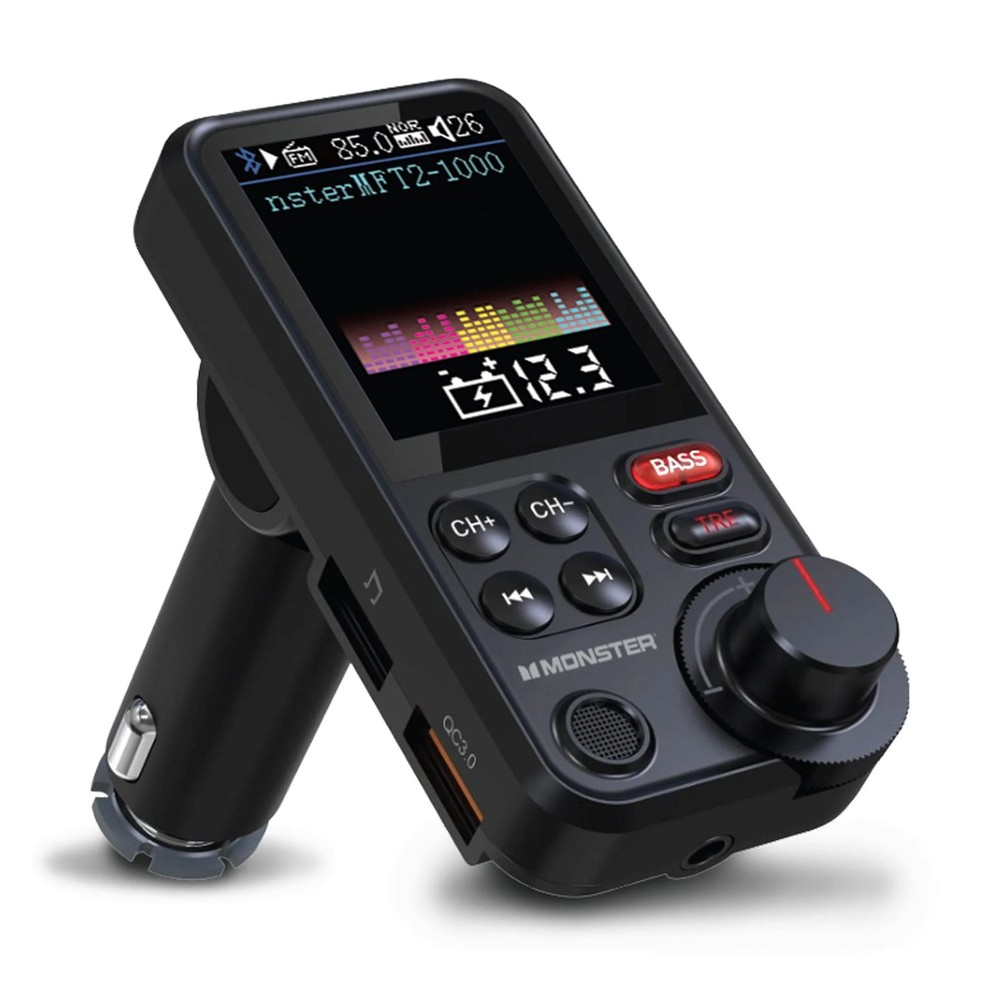 Monster 18W Bluetooth FM Transmitter with QC 3.0 Fast Charging, Hands-Free Calls