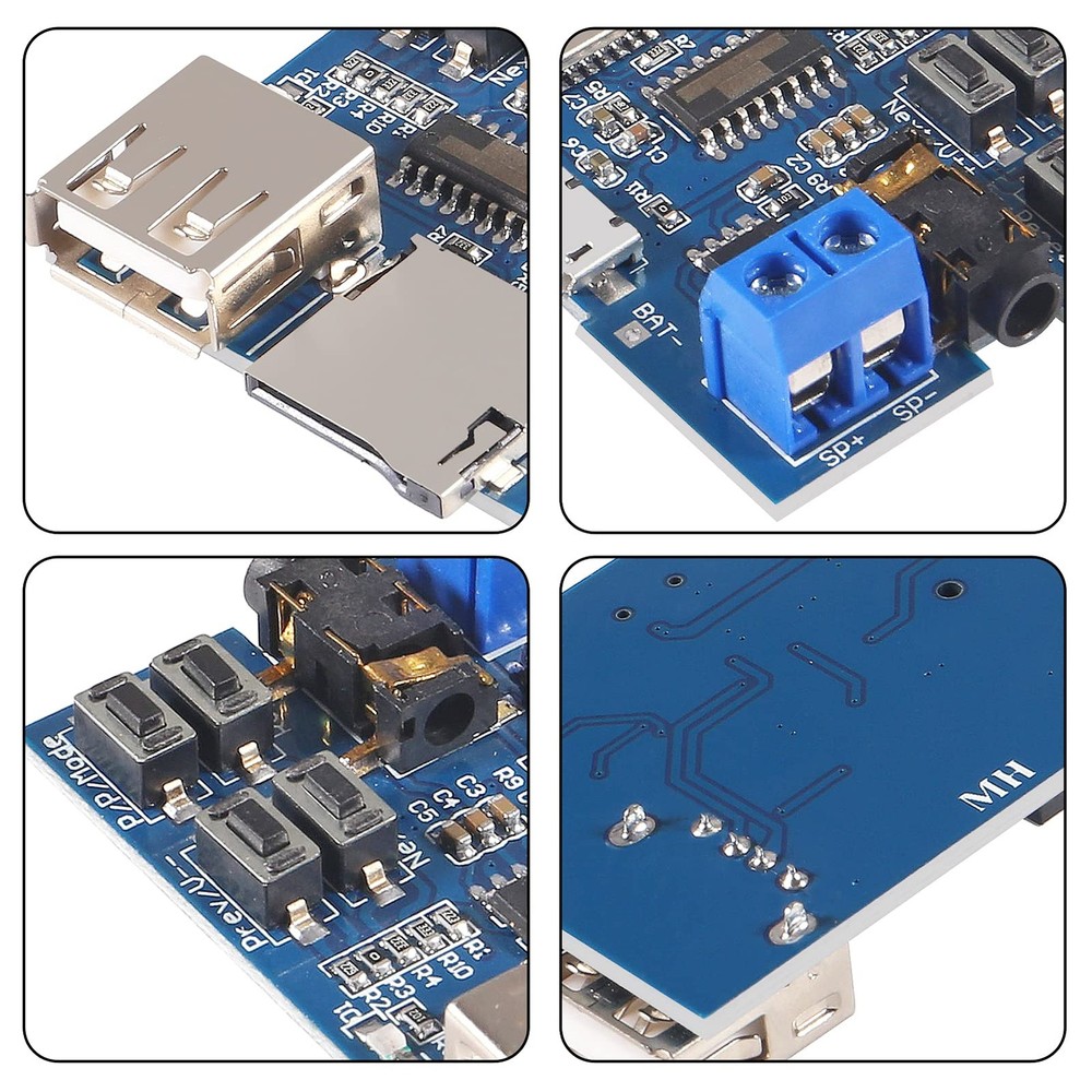 5PCS TF Card U Disk Play MP3 Decoder Player Module with Audio Amplifier Audio...