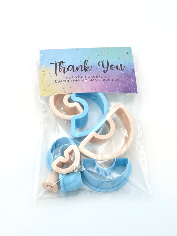 Rainbow Clay Cutter Shape Set ~ Polymer Crafting Tool ~ Outline