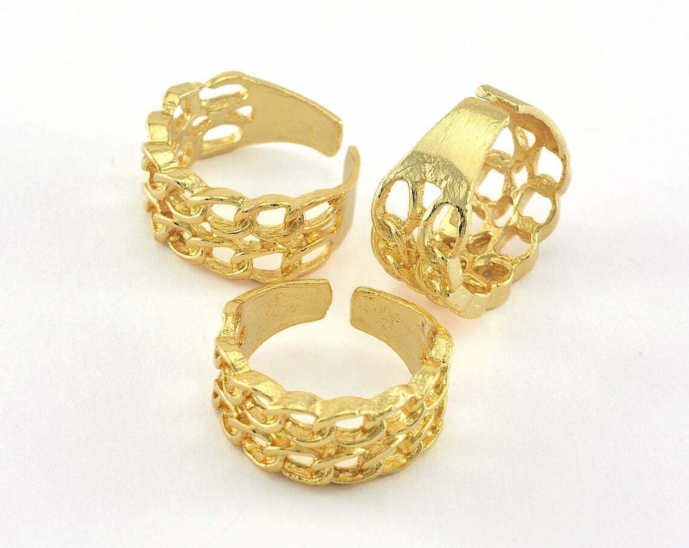 Ring Gold plated Brass Chain shape (18mm 8US inner size - Adjustable ) 3063
