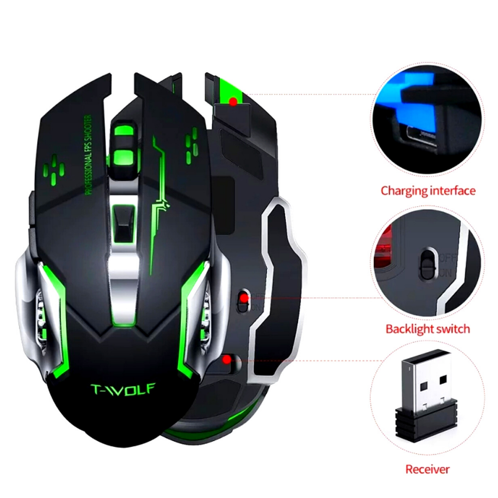 Wireless Gaming Mouse PC Rechargeable LED Light USB Computer Laptop Silent Mice