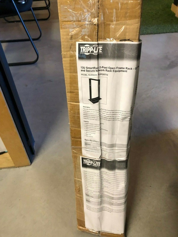 TRIPP LITE 13U 2-Post Open Frame Rack Server Cabinet Threaded Holes