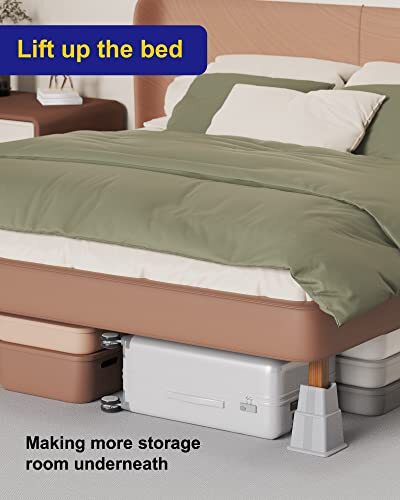 3 Inch Heavy Duty Bed Risers Stackable Blocks for Couch Chair Bedpost, 4 Pack