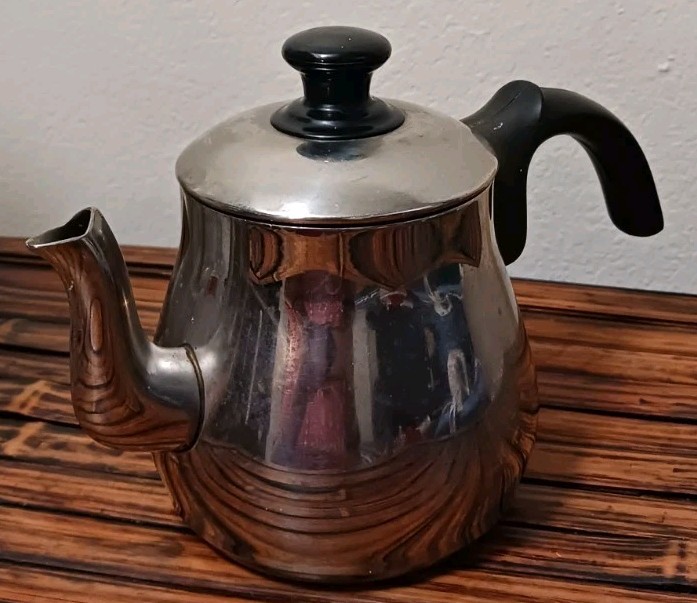 Vtg Silver Coffee Pot With Lid Java Starbucks Brew