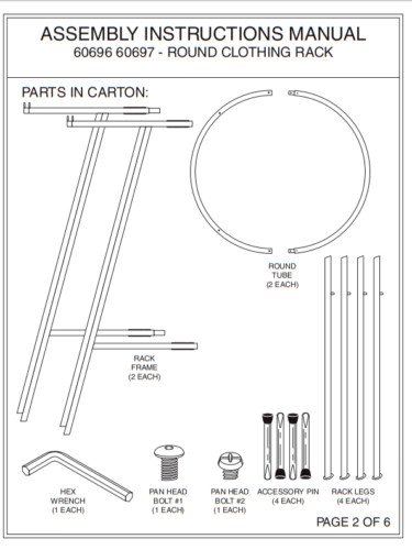 Chrome 36" Round Clothing Rack Height 48 - 72" H Leveler Glides Garment