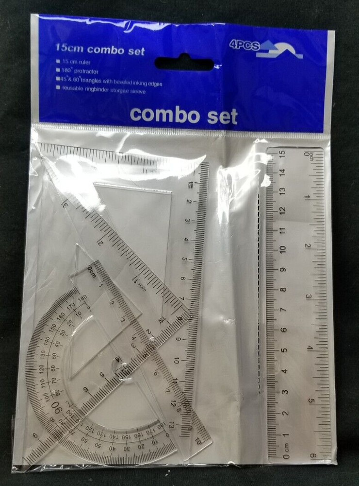 Lakei Geometric Plastic Ruler Set 4 Piece Kit