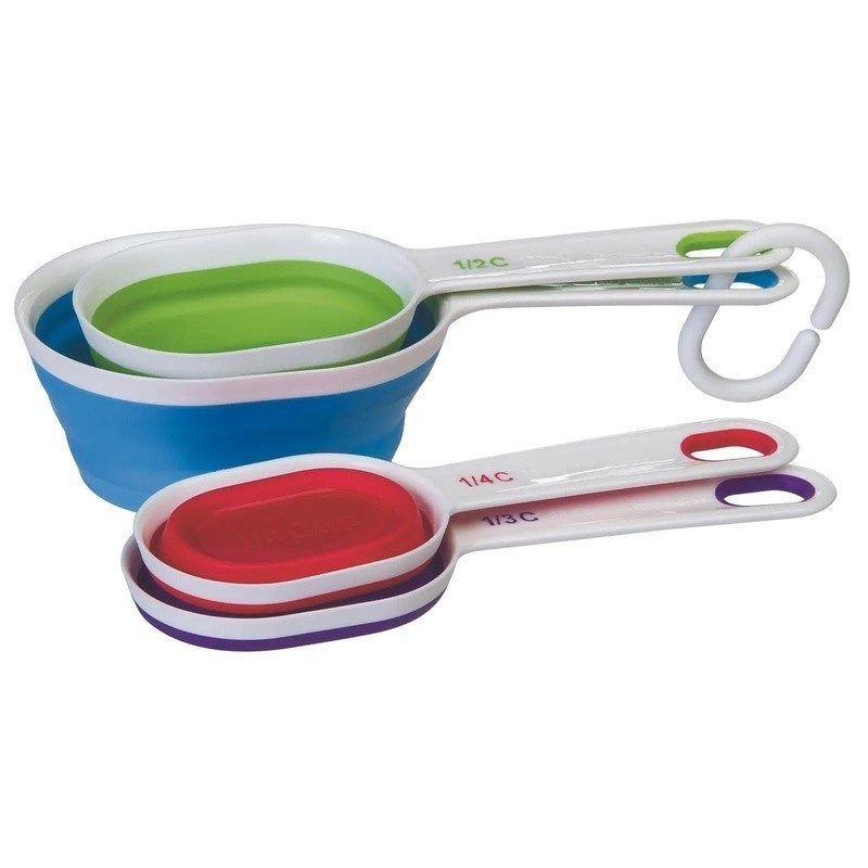 Collapsible Measuring Cups Set 4pc Space Saving Silicone Ergonomic Kitchen Tools