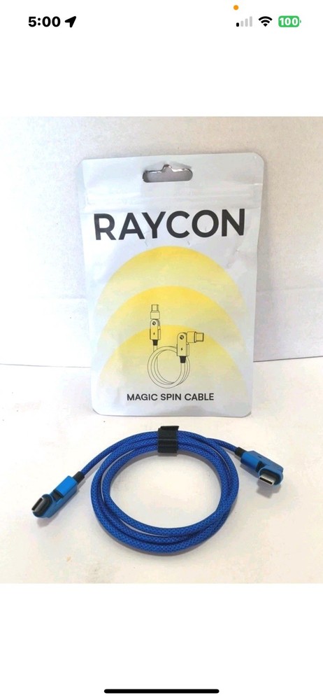 Raycon High Speed Charge and Sync Cable, 180 Rotation 3.3 Ft.