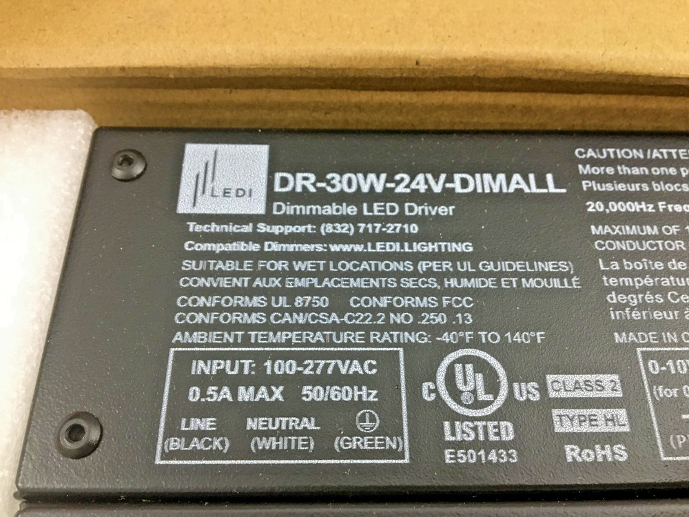 LEDI - DR-30W-24V-DIMALL - Dimmable LED Driver 120 - 277V AC Input 24V DC