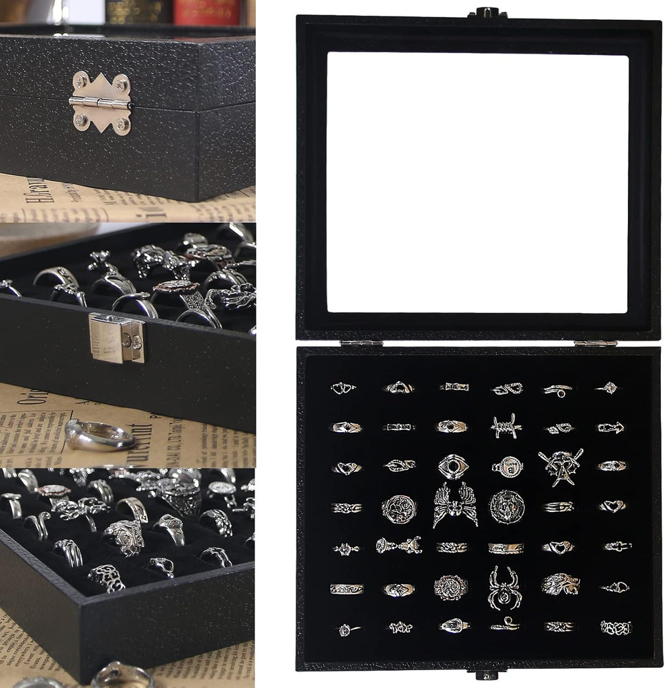 Ring Organizer Display Case Storage Tray Boxes for Multiple Rings