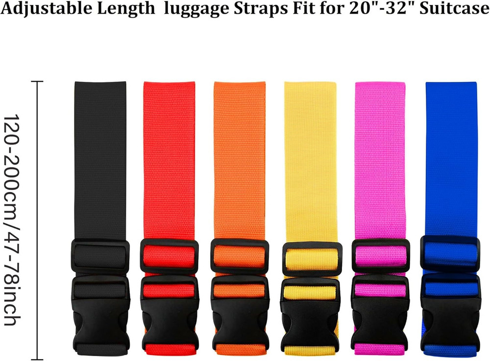 2 Pack Suitcase Straps, Bright Color Adjustable , TSA Approved (Orange)