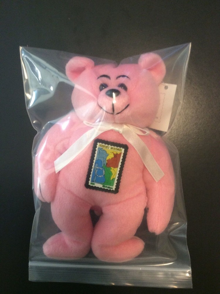 Jonathan Grey Postal Pals Find A Cure Bear, 1999, NWT