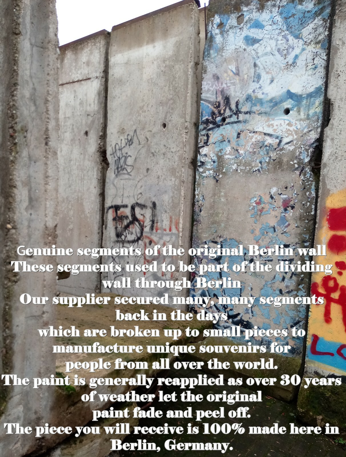 Large Authentic Piece of the BERLIN WALL with Certificate of Authenticity