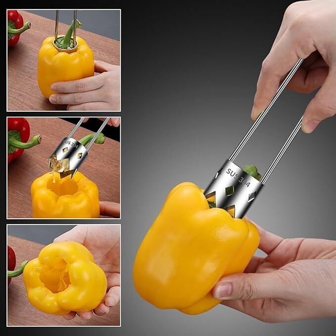 Fruit Corer Tool, Fruit and Vegetable Corer Tool, Stainless Steel Pepper Corer