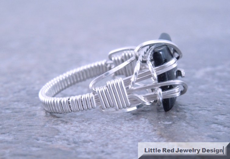 Sterling Silver Wire Wrapped Black Onyx Ring