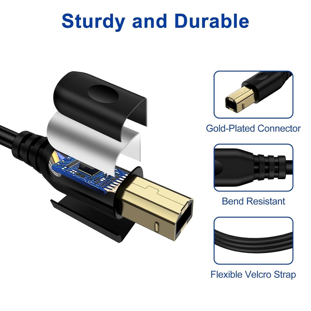 USB B to C Printer Cable 10FT, Type B C Cord for 10 Feet