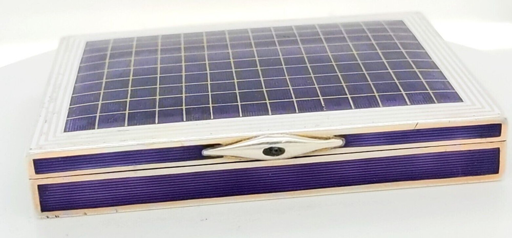 Purple Chequered Silver Cigarette Case