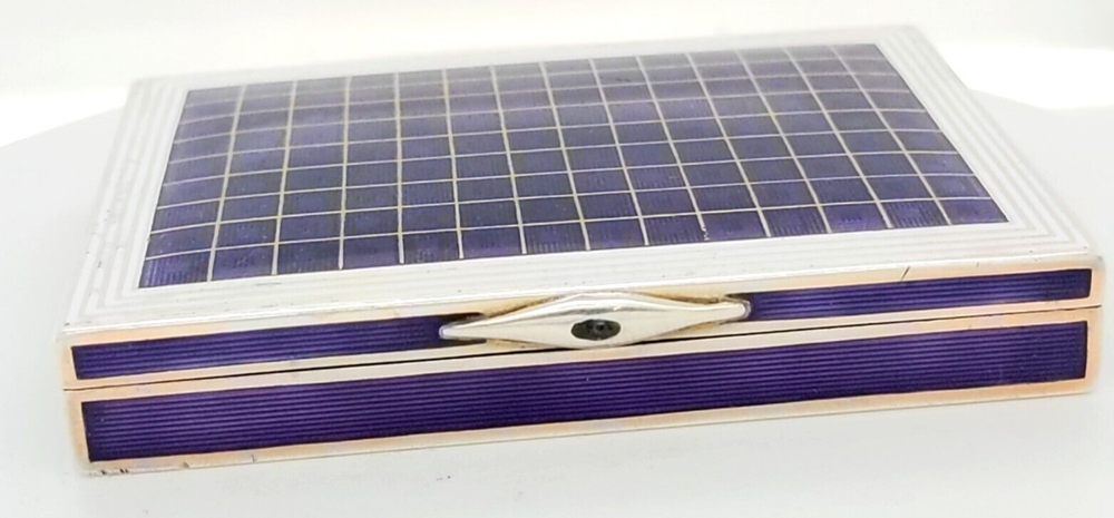 Purple Chequered Silver Cigarette Case