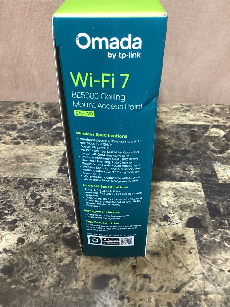 TP-Link Omada BE5000 Ceiling Mount Wi-Fi 7 Access Point (EAP720) NIB