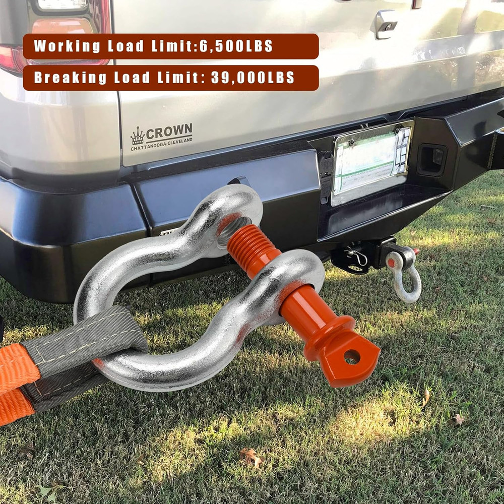 5/8" D Ring Shackles, 3.25 Tons (7,165 Lbs) Working Load Limit, Clevis Shackle w