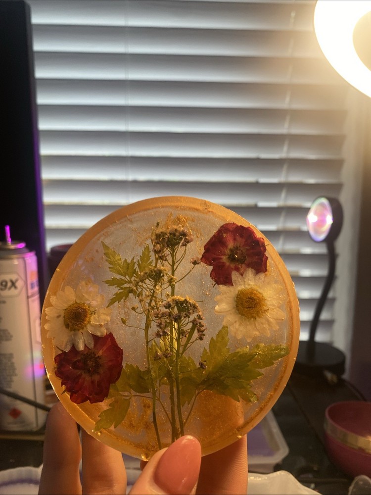 Original Dried Flower Thick Epoxy Resin Coaster For Cups