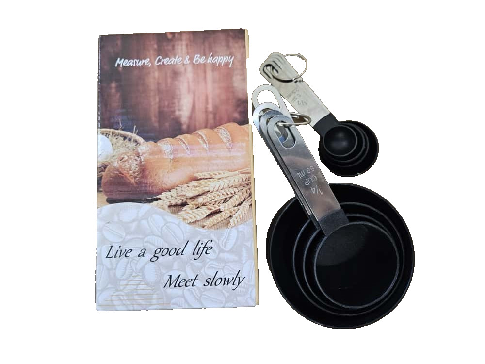 Stackable Measuring Cup & Spoon Sets - Black - Sets Of 8  - NEW