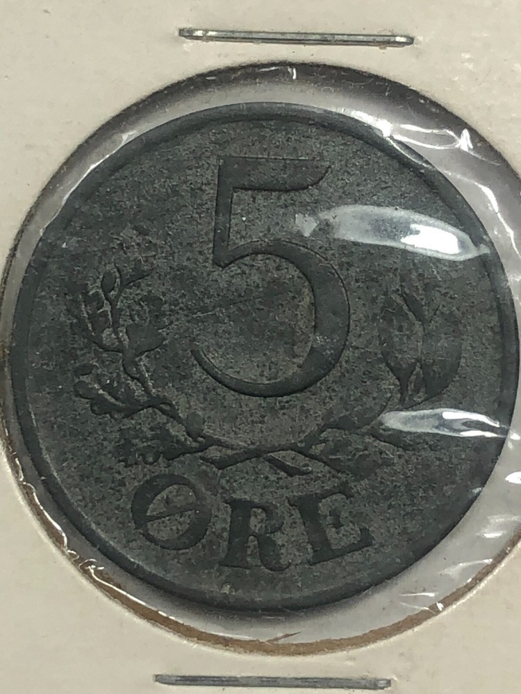 1944 Denmark Five Ore Foreign Coin #1869