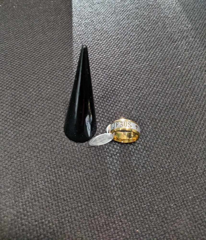 Jesus Cross New Two Toned 8mm Embossed Ring