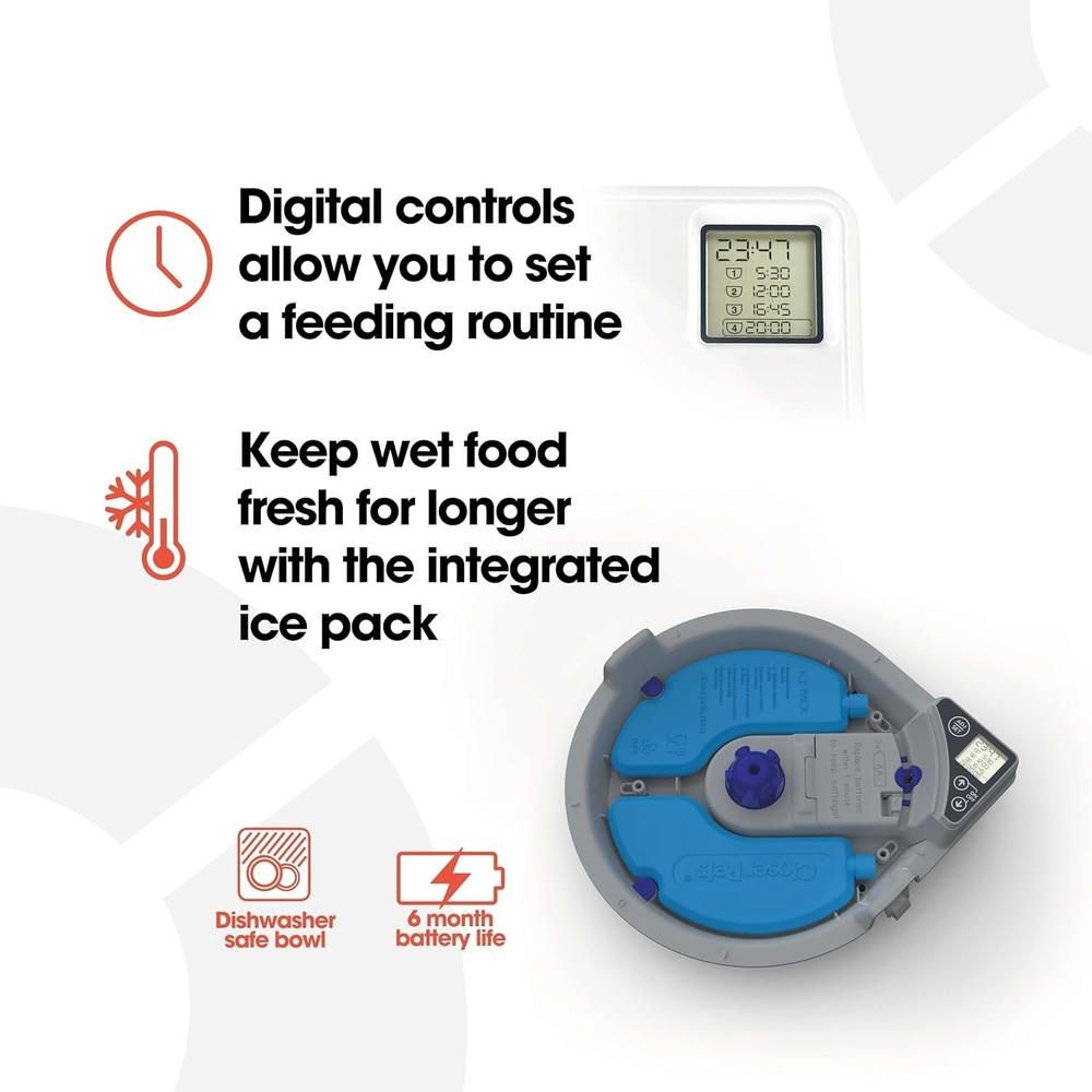 Automatic 5 Bowl Digital Timer-Controlled Pet Feeder - for Cats and Small Dog...
