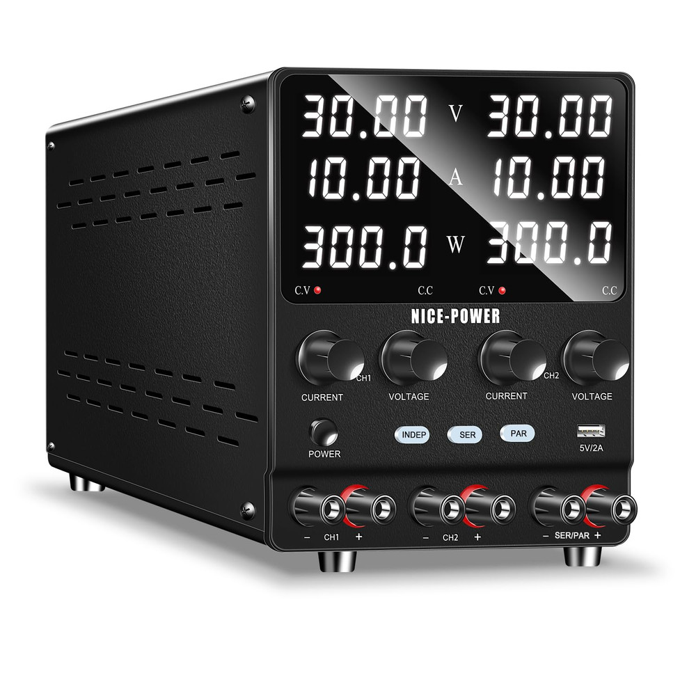 Dual DC Power Supply Variable: 30V 10A Adjustable Switching Regulated Series (60