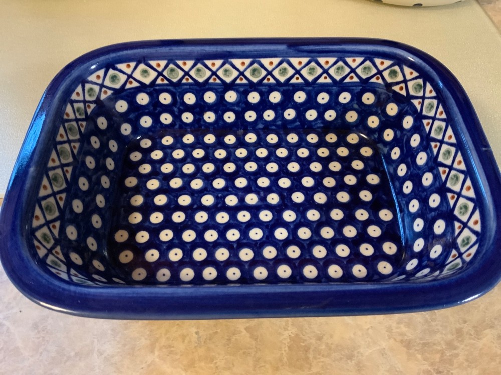 Boleslawiec Polish Pottery Rectangular Loaf Baker  10”x7”x3”