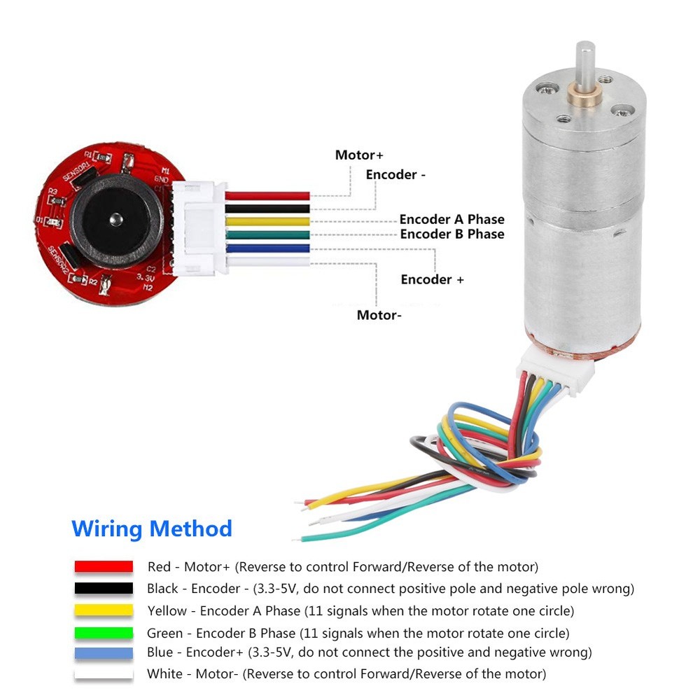DC 12V Encoder Gear Motor High Power For Robot RC Car DIY Excellent↑