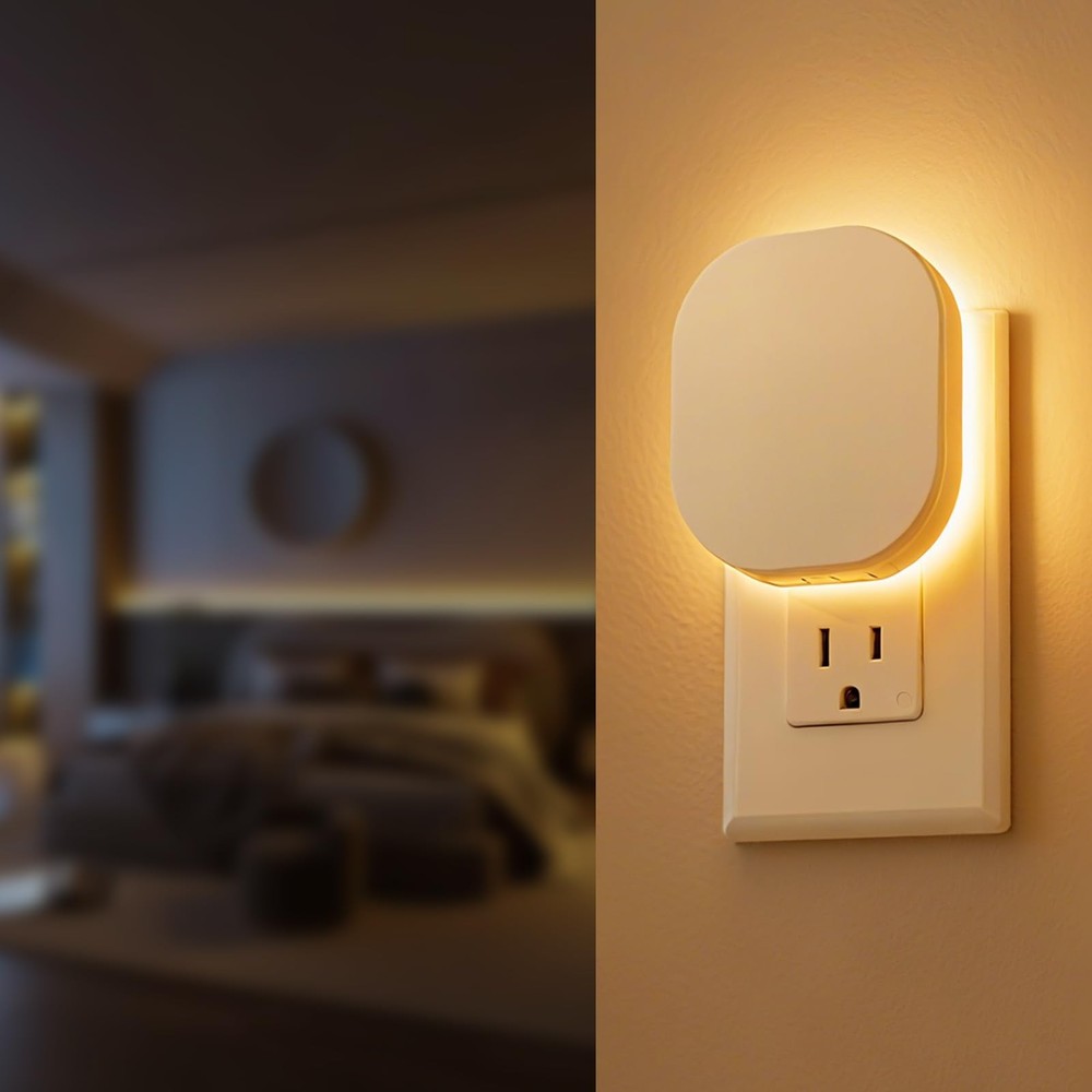 Backlit Night Lights Plug Into Wall 2 Pack, Motion Sensor & Dusk-to-Dawn Sens...