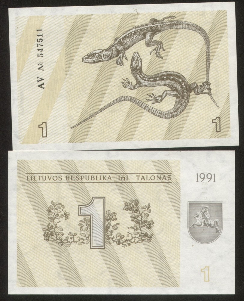 Lithuania 1 Talonas 1991 Pick 32a UNC AV