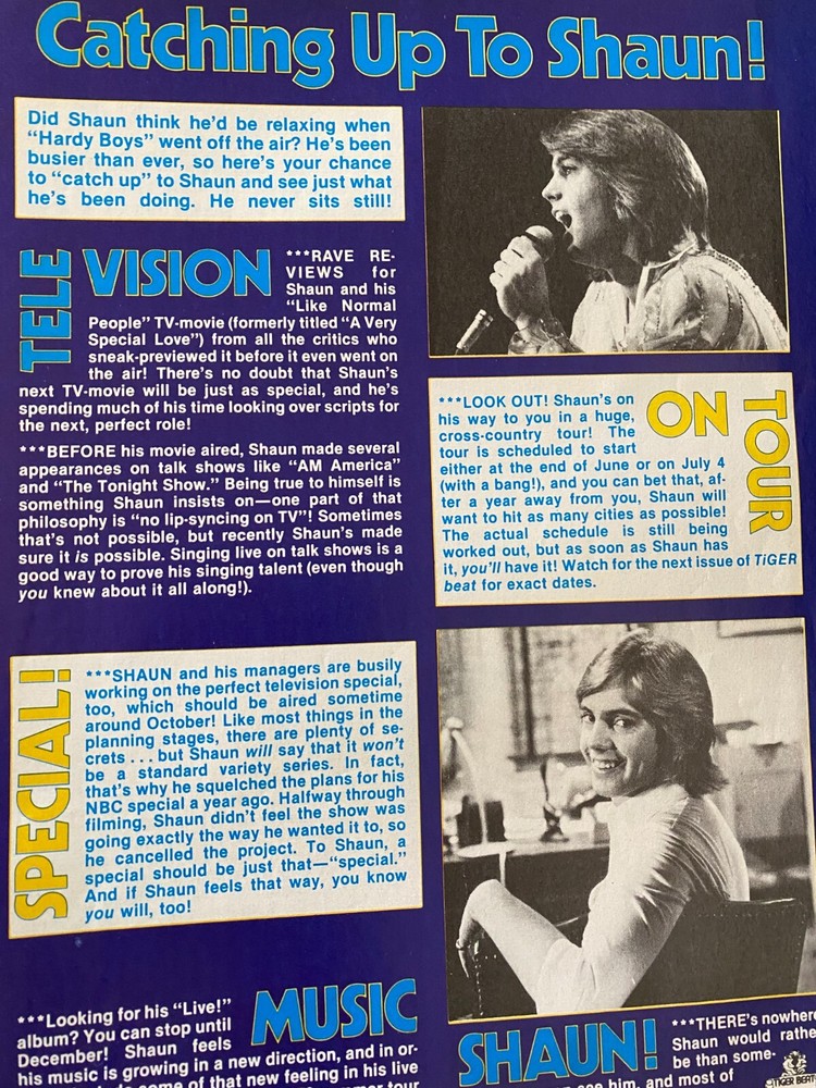 Shaun Cassidy, Full Page Vintage Clipping