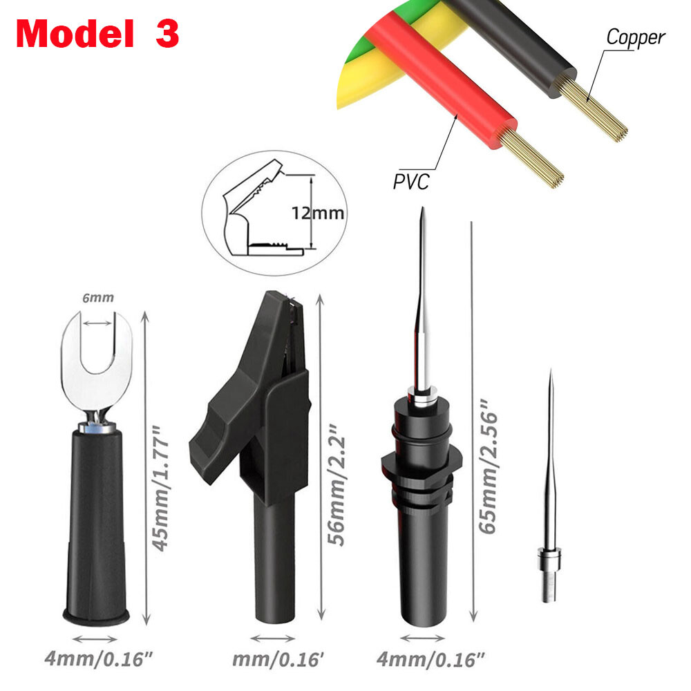 3.3FT 4mm Stackable Banana Plug Test Lead Kit & Alligator Clip & Back Probe NEW