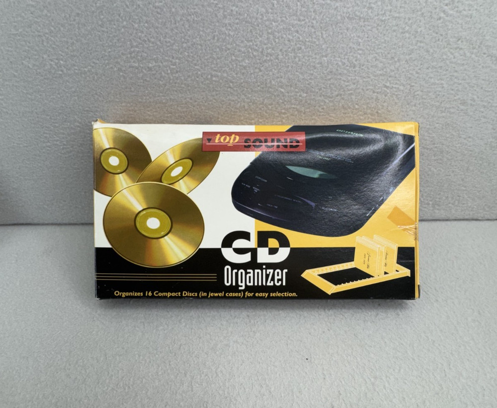 CD DVD Organizer Rack Holds 16 Discs Black Plastic Storage NOS READ