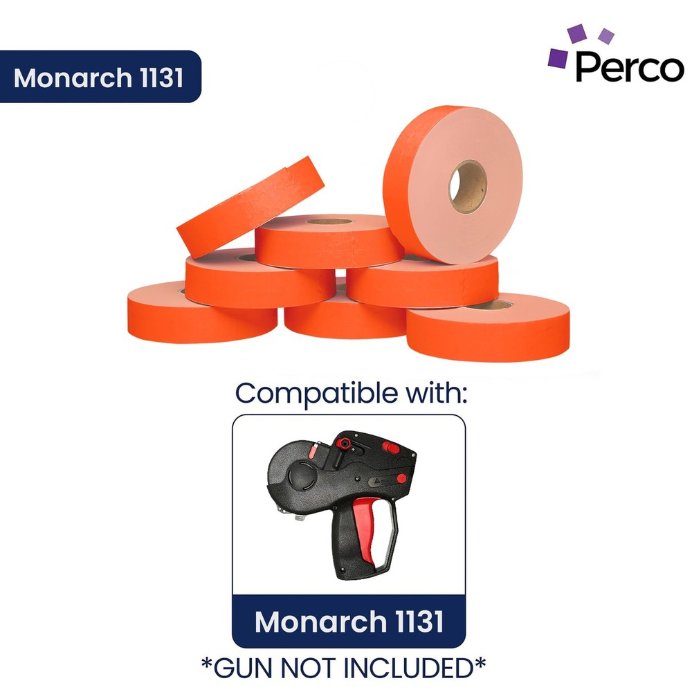 Perco Fluorescent Red Pricing Labels for Monarch 3 Sleeves,