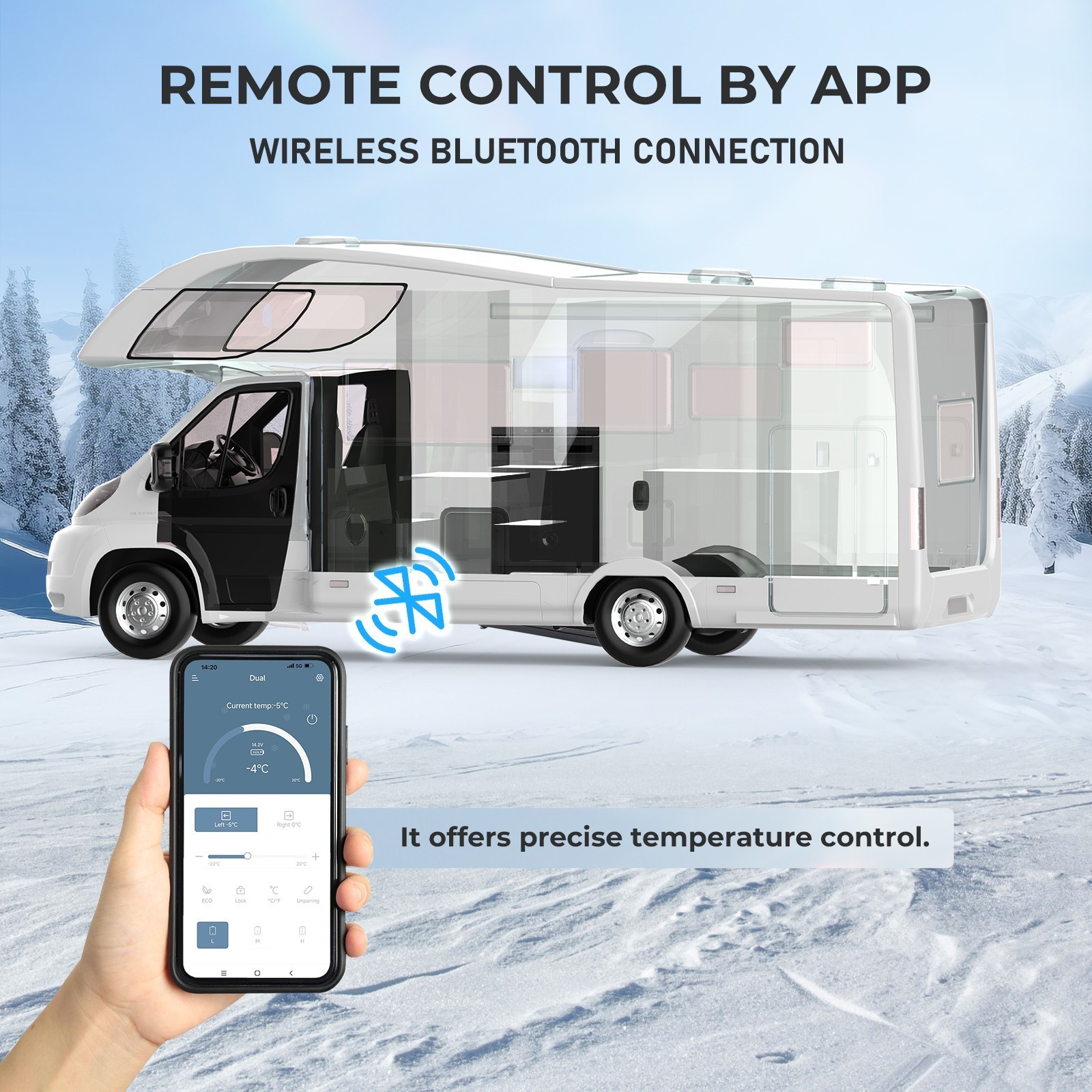 12V/24V 110V APP Camper Refrigerator Truck RV Refrigerator with Freezer 1.4cu ft