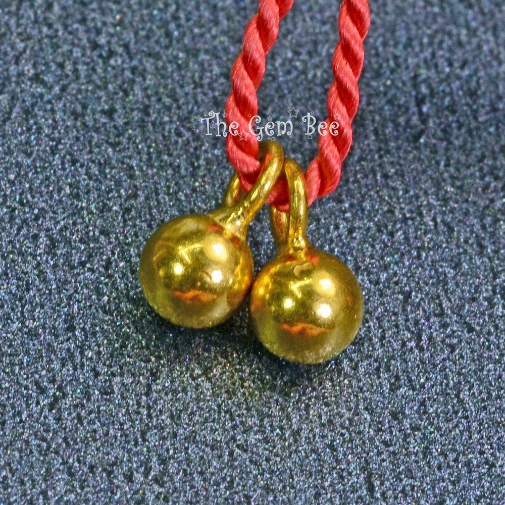 3.3mmx6.2mm 18k Solid Yellow Gold Ball Charm Finding PAIR (2)