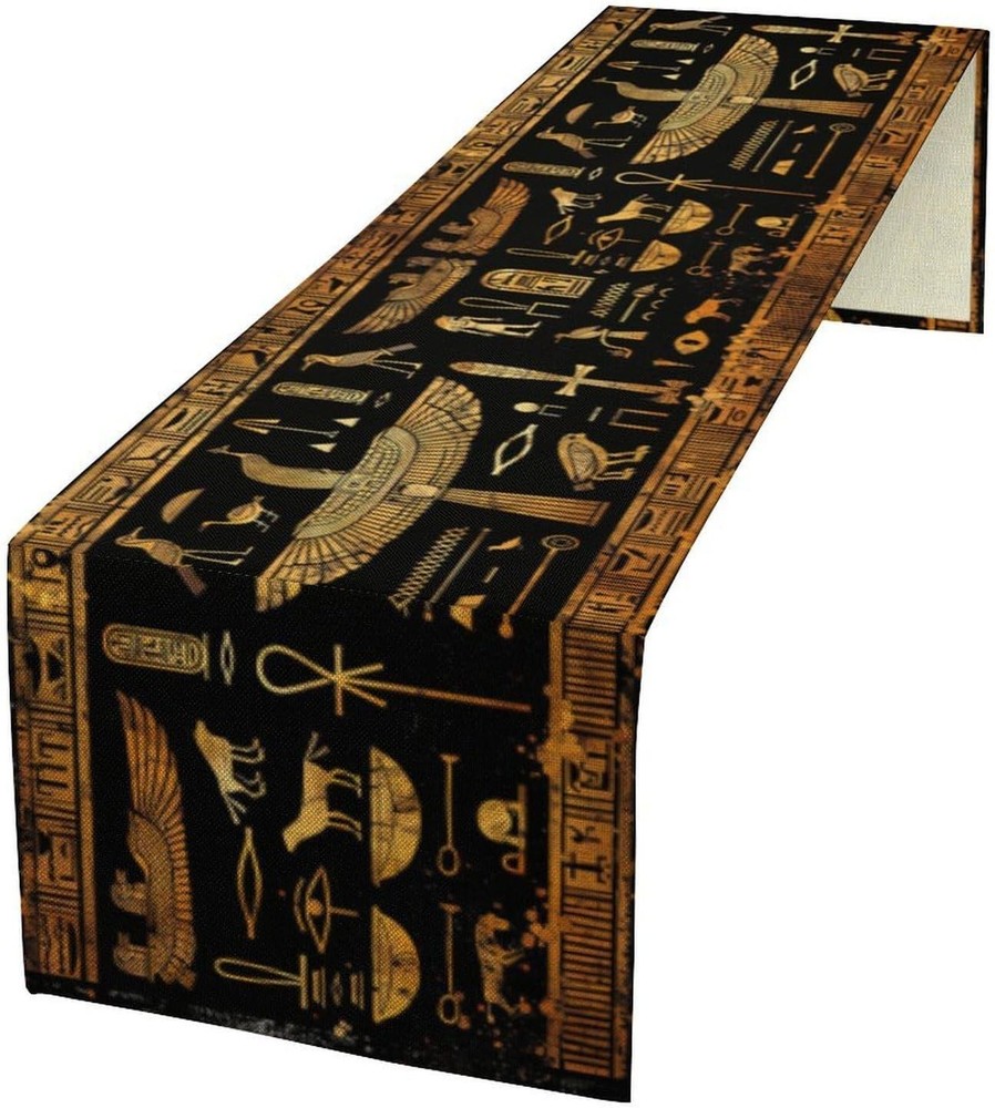 Retro Egyptian Elements Graffiti Pattern for Home Kitchen Table Decor 13x36in...