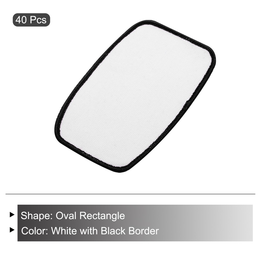 40pcs Sublimation Patch Blank Oval Rectangle White with Black Border