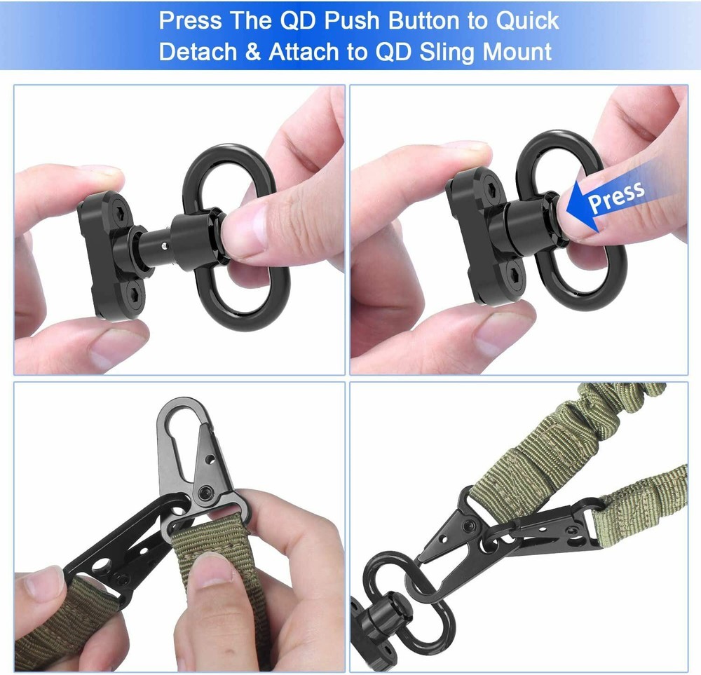 2 Point Sling Adjustable Strap + 2Pcs M-Lok Mlock QD Sling Swivels Quick Mounts