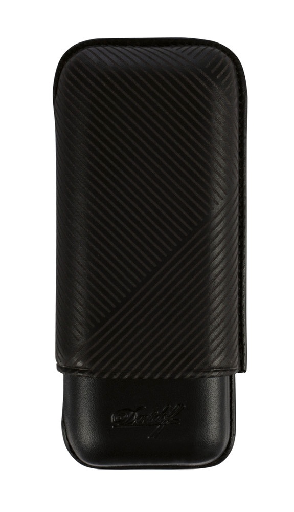 Davidoff Black Leather Leaf Pattern Double Cigar Case / Pouch 105582