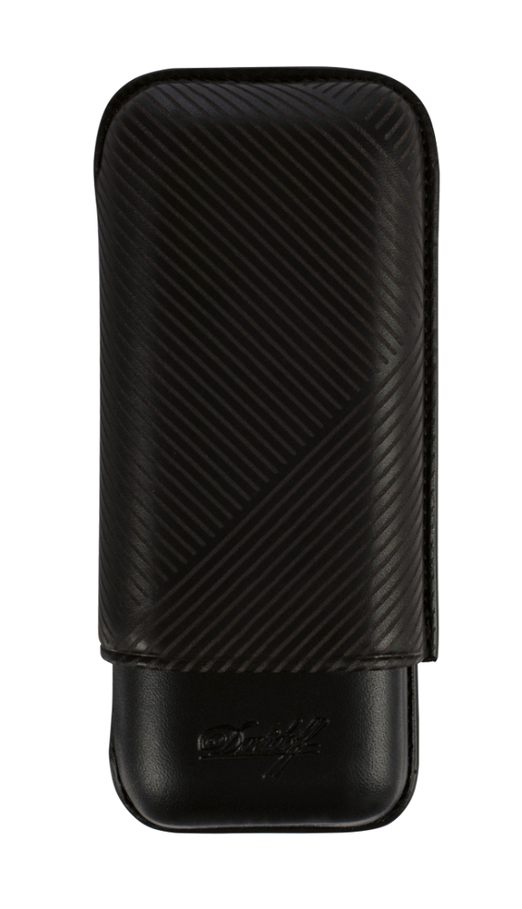 Davidoff Black Leather Leaf Pattern Double Cigar Case / Pouch 105582