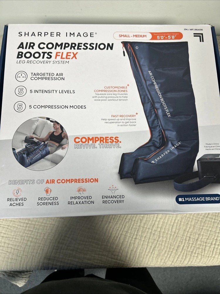 Small -Medium Sharper Image Air Compression Boots Flex Leg Massager open box